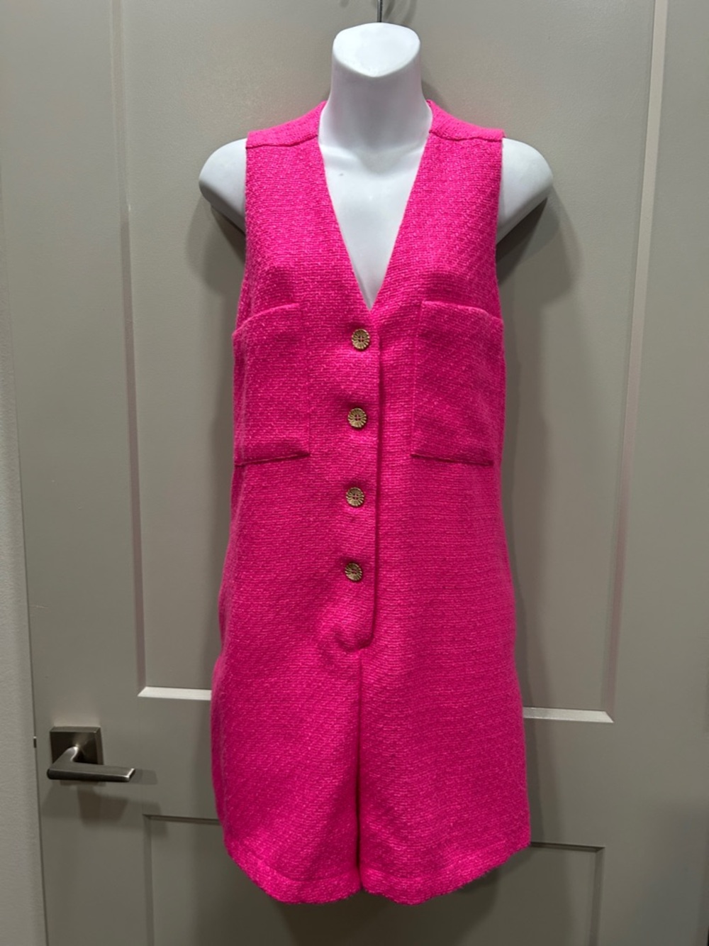 Tuckernuck Hot Pink Textured Myla Romper - Picture 5 of 10